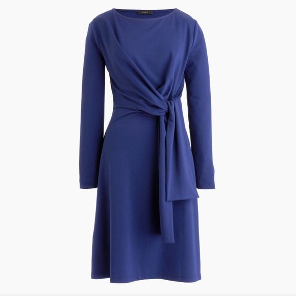 J.Crew Drapey tie-waist dress in dark ink, size Small - Picture 1 of 6